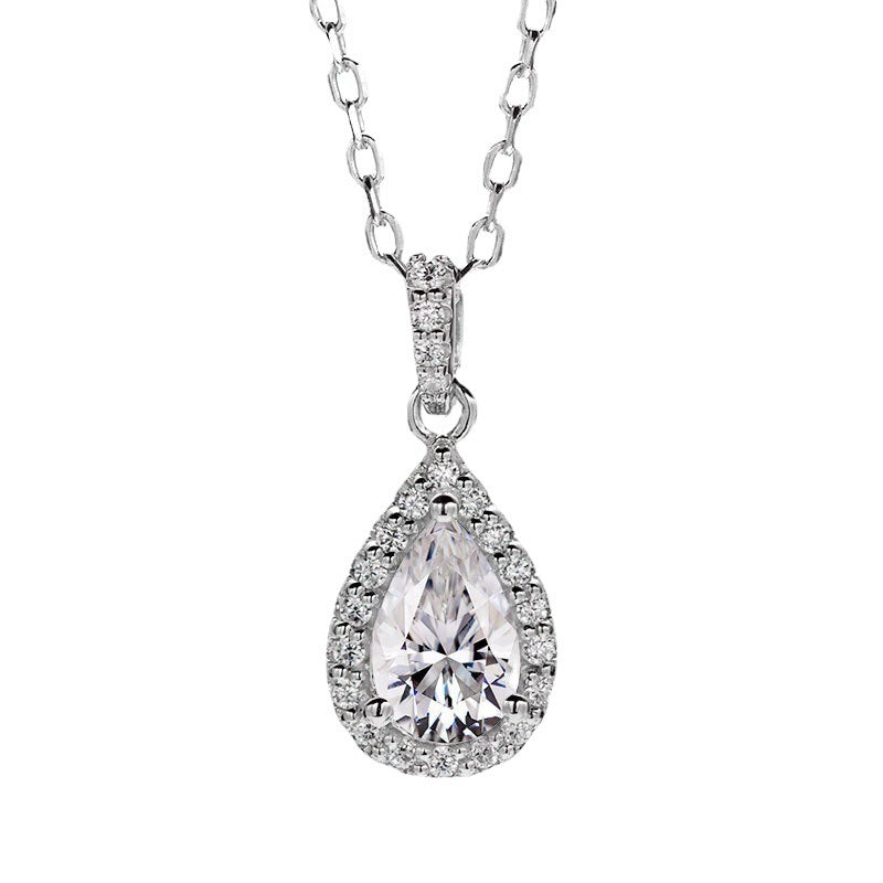 Women’s Fashion Water Drop Moissanite Necklace – 1 Carat Elegant Pendant Jewelry