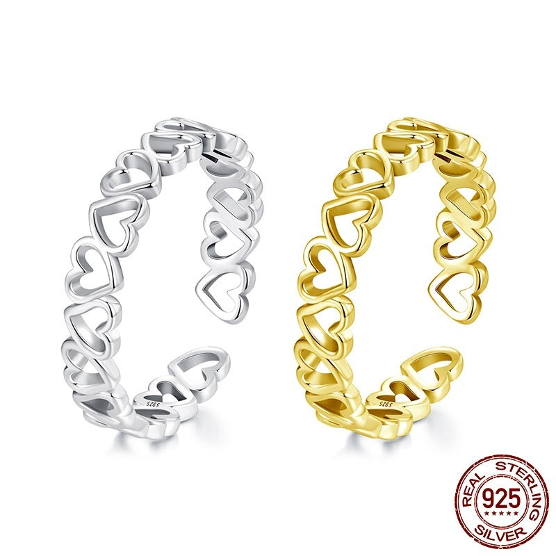Heart-Shaped S925 Sterling Silver Ring – Personalized Love Ring, European & American Fashion Jewelry