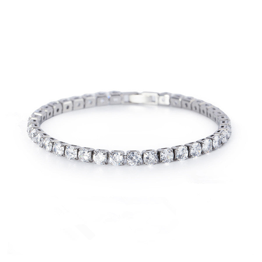 Simple Fashion Tennis Chain – Inlaid Zircon CZ Stones, Stainless Steel Shine