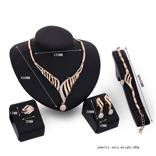 4-Piece Fashion Jewelry Set – Alloy Necklace, Earrings & Bracelet