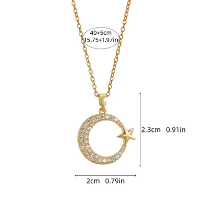 Xingyue Zircon Geometric Pendant Necklace – Titanium Steel Women’s Fashion Jewelry