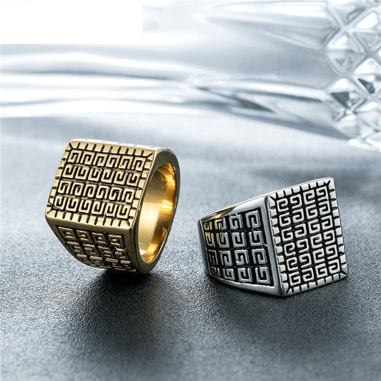 Square Simple Men’s Titanium Steel Ring