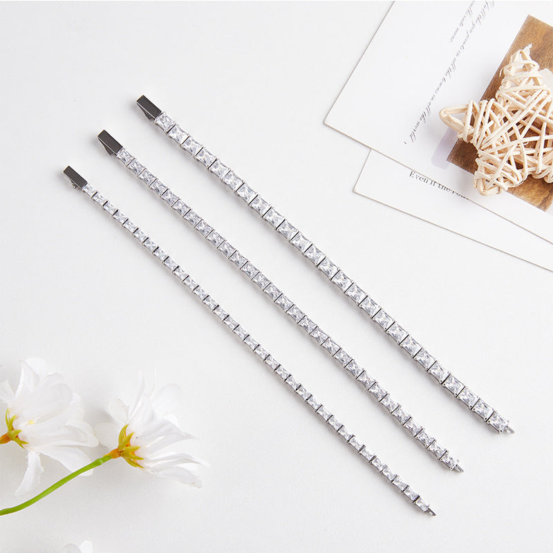 Iced Out Stainless Steel Rectangular Zircon Tennis Bracelet – CZ Stones, Silver Finish