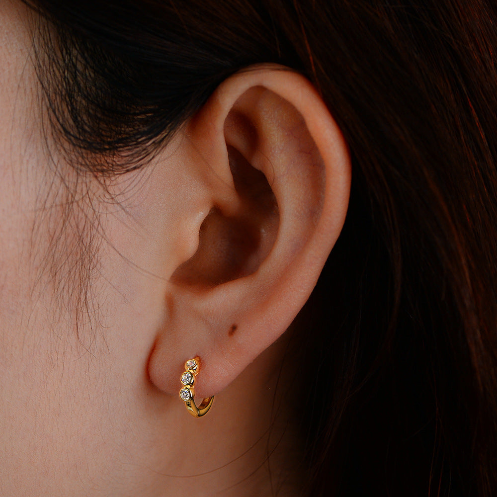 Women’s C-Shaped Earrings – Sparkling Cubic Zirconia European & American Style