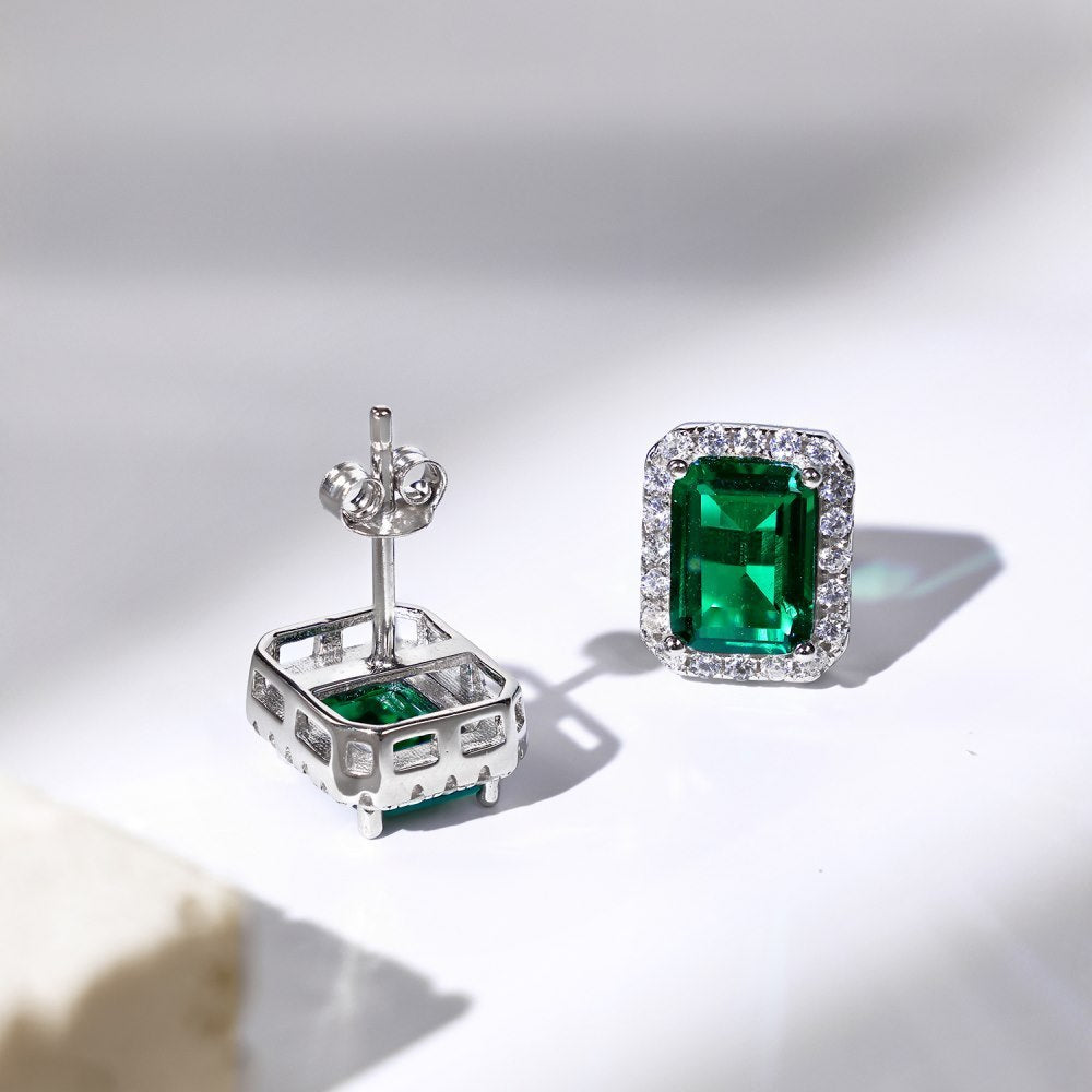 Women’s Diamond & Emerald Symmetry Stud Earrings – Elegant Jewelry for Women