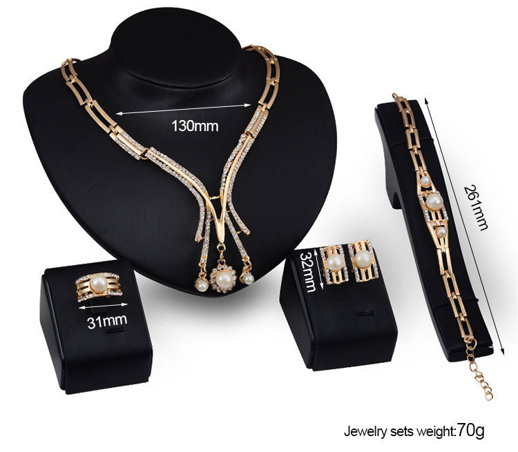 Personalized 4-Piece Fashion Jewelry Set – Alloy Necklace & Accessories