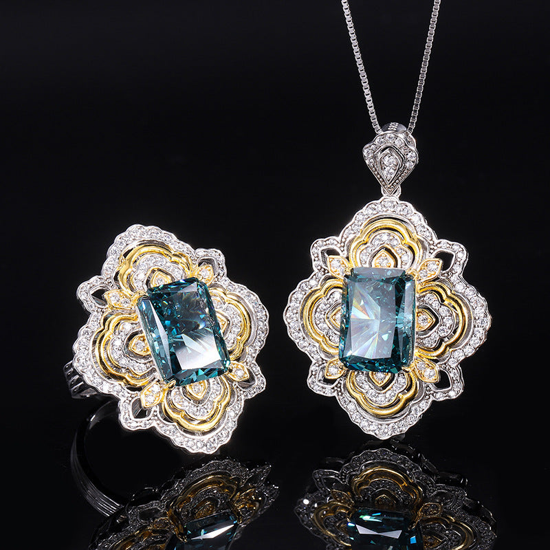 Silver Retro Diamond Texture Necklace