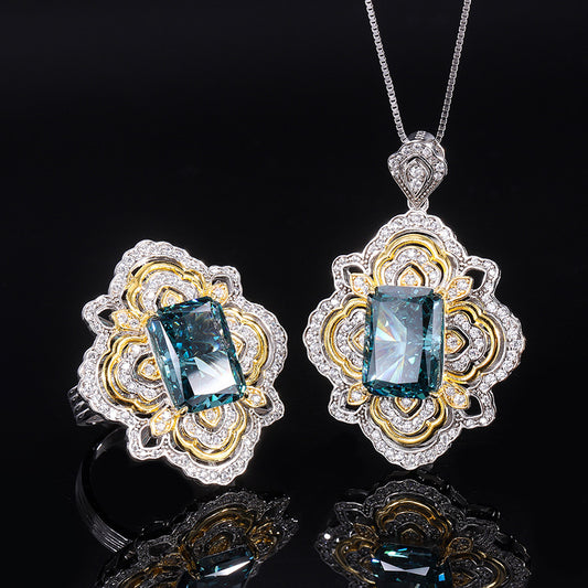 Silver Retro Diamond Texture Necklace