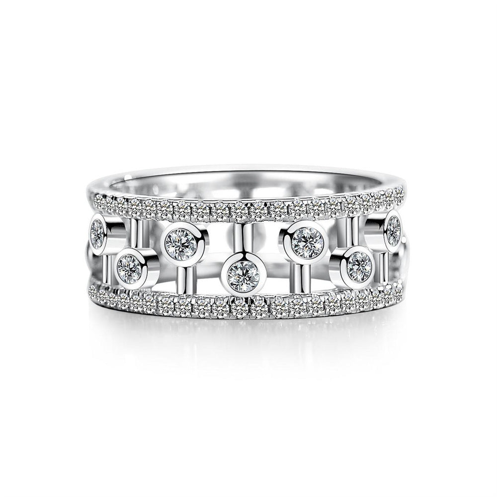 S925 Sterling Silver Hollow Water Drop Stackable Ring – 8A Zircon Women’s Jewelry