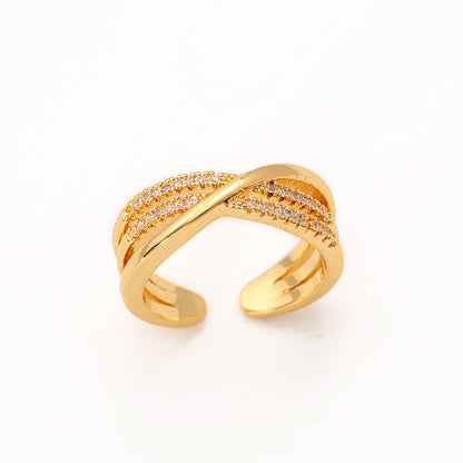 Women’s Simple Open Ring – Elegant Gold-Plated Adjustable Minimalist Jewelry